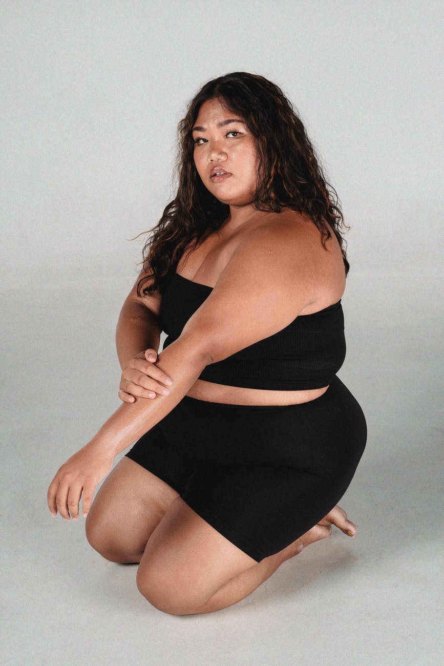 overweight asian woman in studio